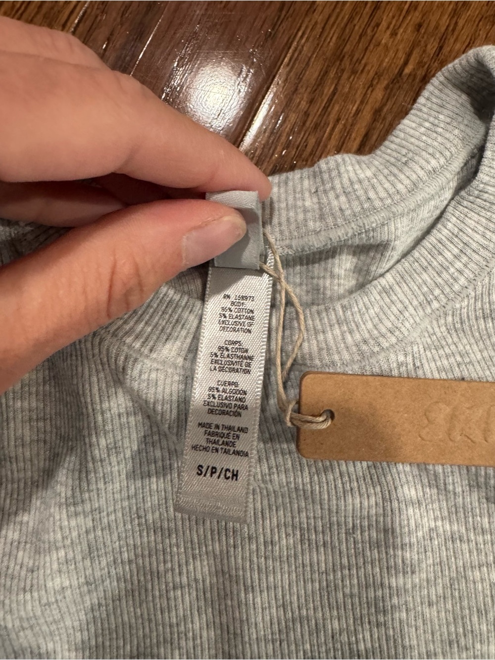 SKIMS Short Sleeve Ribbed Tee in Light Gray - Picture 6 of 10